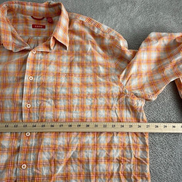 Izod Mens XXL Orange Plaid Button-Up Long Sleeve Shirt 5247 - Picture 5 of 7